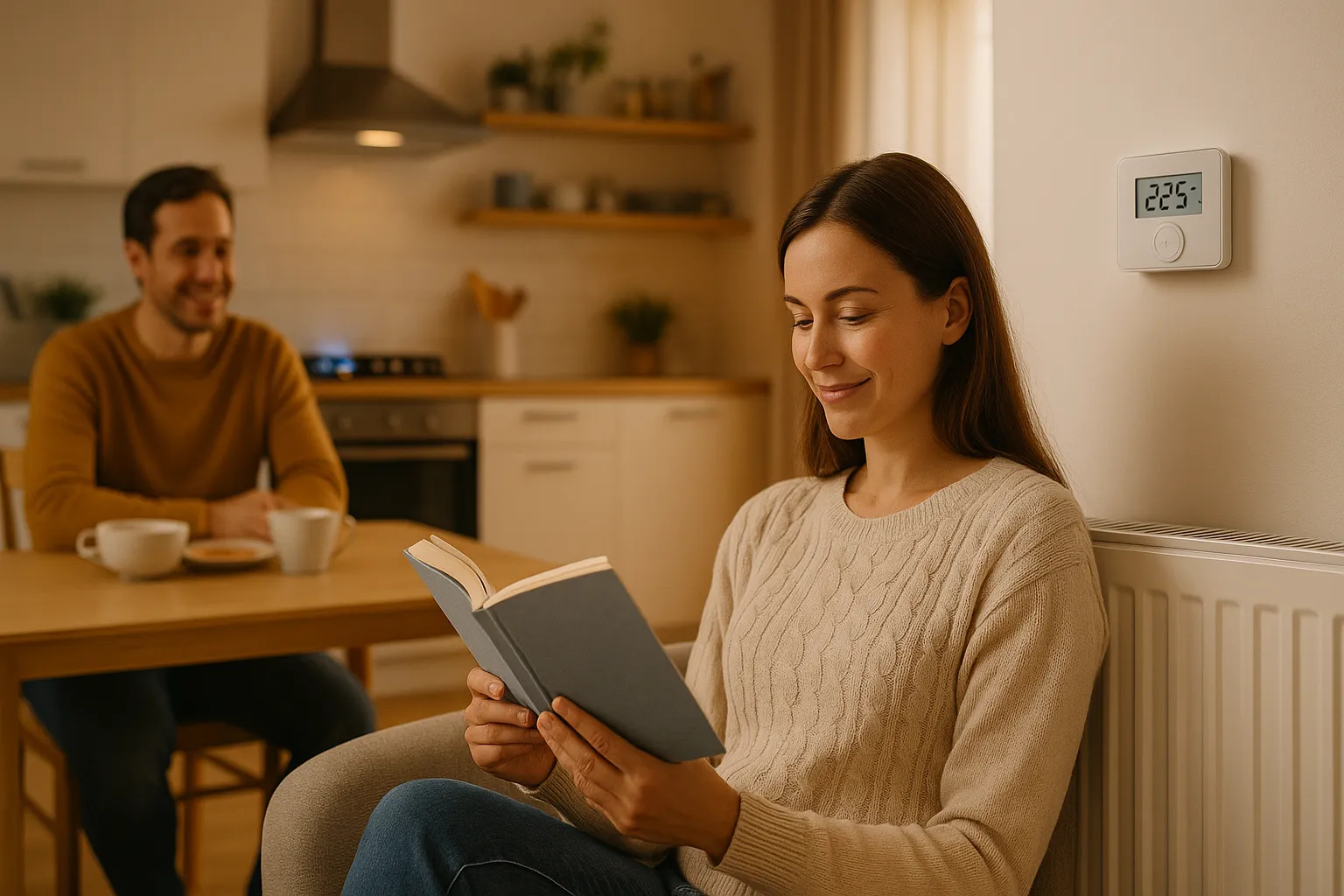 Familia disfrutando del confort y calor de su hogar gracias al gas natural.
