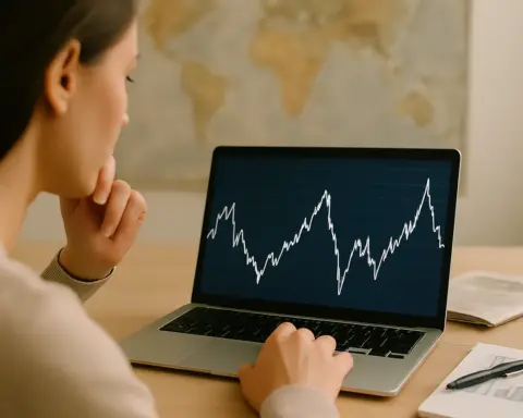 Persona analizando un gráfico volátil del precio del gas en una pantalla de portátil.