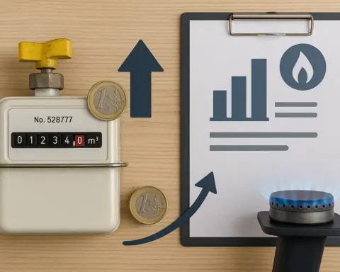 Contador de gas junto a documento explicativo de las tarifas de gas