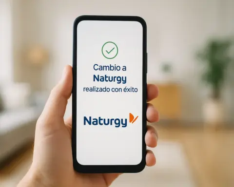 Confirmación de cambio a Naturgy en smartphone, simbolizando facilidad del proceso.