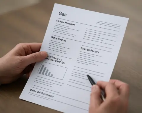 Persona investiga su factura de gas para saber qué tarifa tiene.