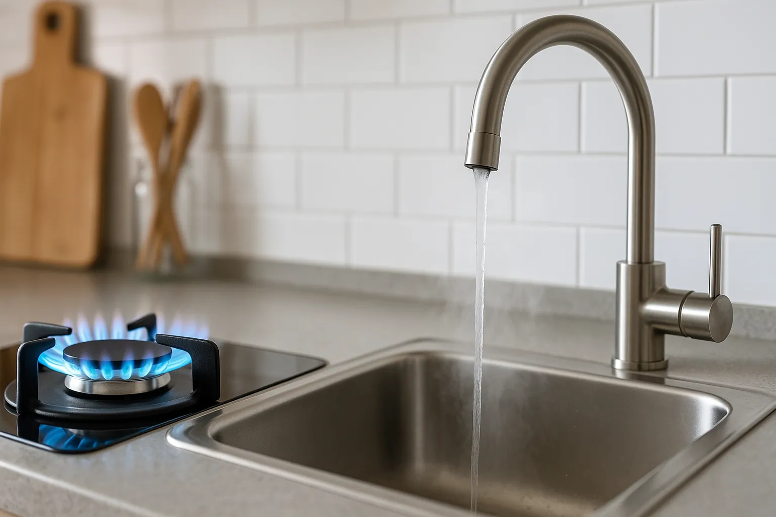 Uso doméstico de gas para cocina o agua caliente, representando consumo tipo RL.1