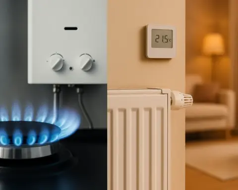 Comparativa visual: cocina/agua a gas (RL.1) vs. calefacción a gas (RL.2).