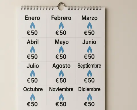Calendario que representa el mismo pago de gas mes a mes: tarifas planas.