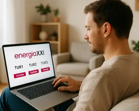 Persona en casa contratando la Tarifa TUR de gas con Energía XXI online.