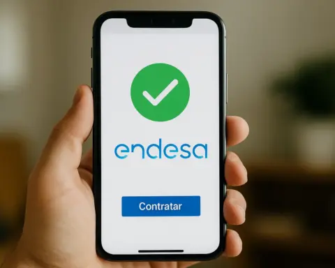 Confirmación de cambio a Endesa en pantalla de smartphone. Proceso completado con éxito.