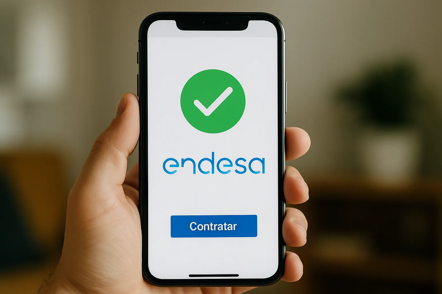 Confirmación de cambio a Endesa en pantalla de smartphone. Proceso completado con éxito.