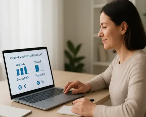 Persona compara en su portátil entre distintas ofertas de gas natural.