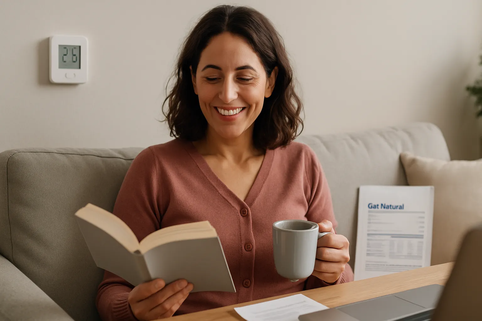 Persona relajada en casa, simbolizando la tranquilidad de una buena tarifa de gas.