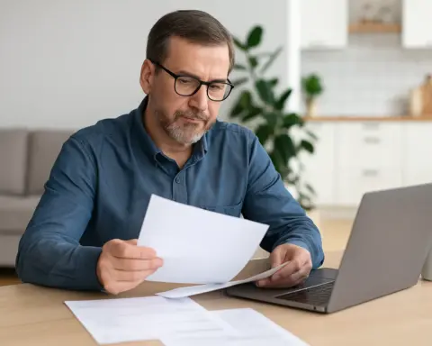Hombre de mediana edad revisa facturas antes de decidir si cambiar a Catgas.
